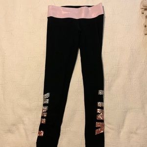 Victoria’s Secret PINK yoga leggings size medium sequins shimmery pink